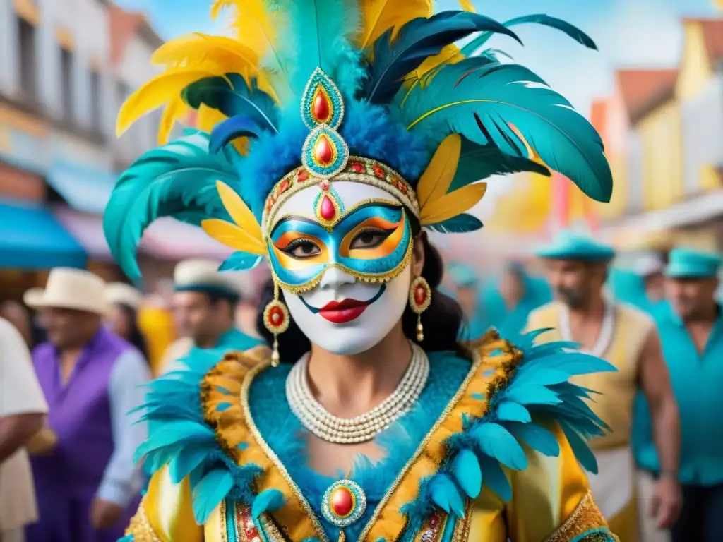 Diseñadores y artesanos del Carnaval Uruguay crean trajes y carrozas festivas con plumas y lentejuelas