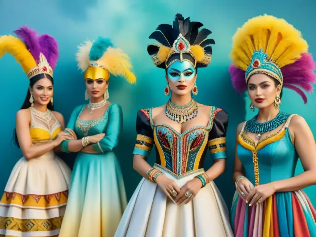 Diseñadores de trajes de carnaval en Uruguay fusionando tradición y modernidad con coloridas telas y bordados detallados