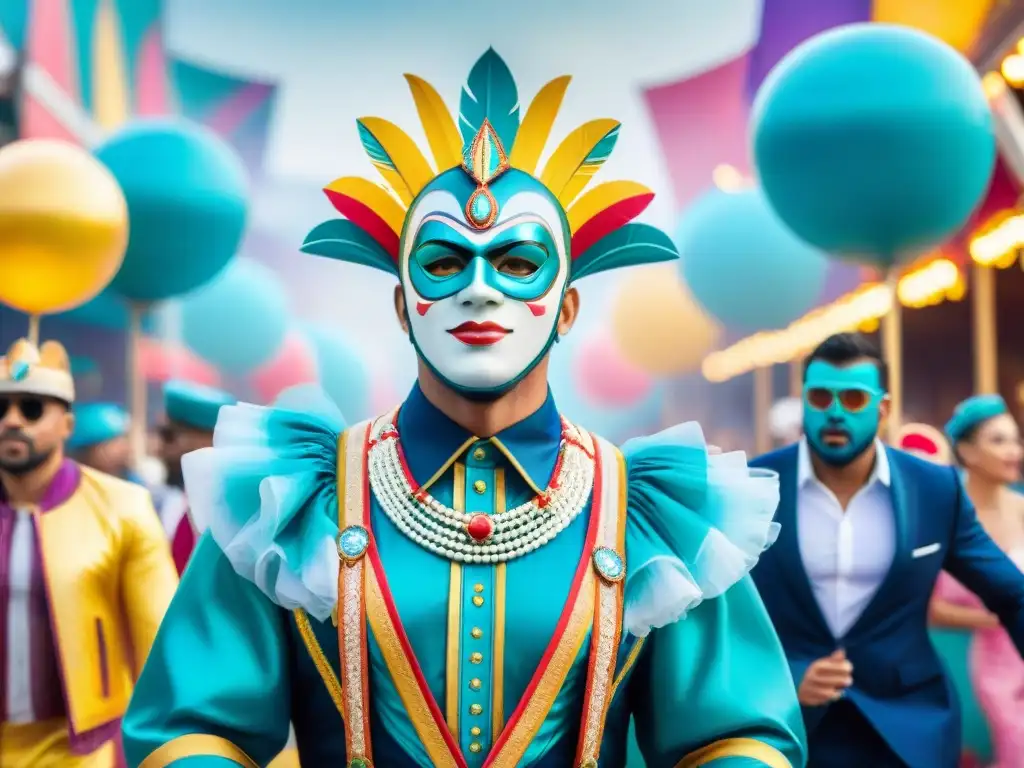 Diseño de trajes de carnaval en Uruguay con aplicaciones digitales y colores vibrantes