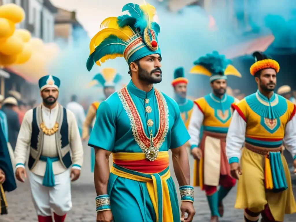 Evolución del disfraz en Carnaval Uruguayo: de lo tradicional a lo vanguardista en vibrantes ilustraciones acuareladas