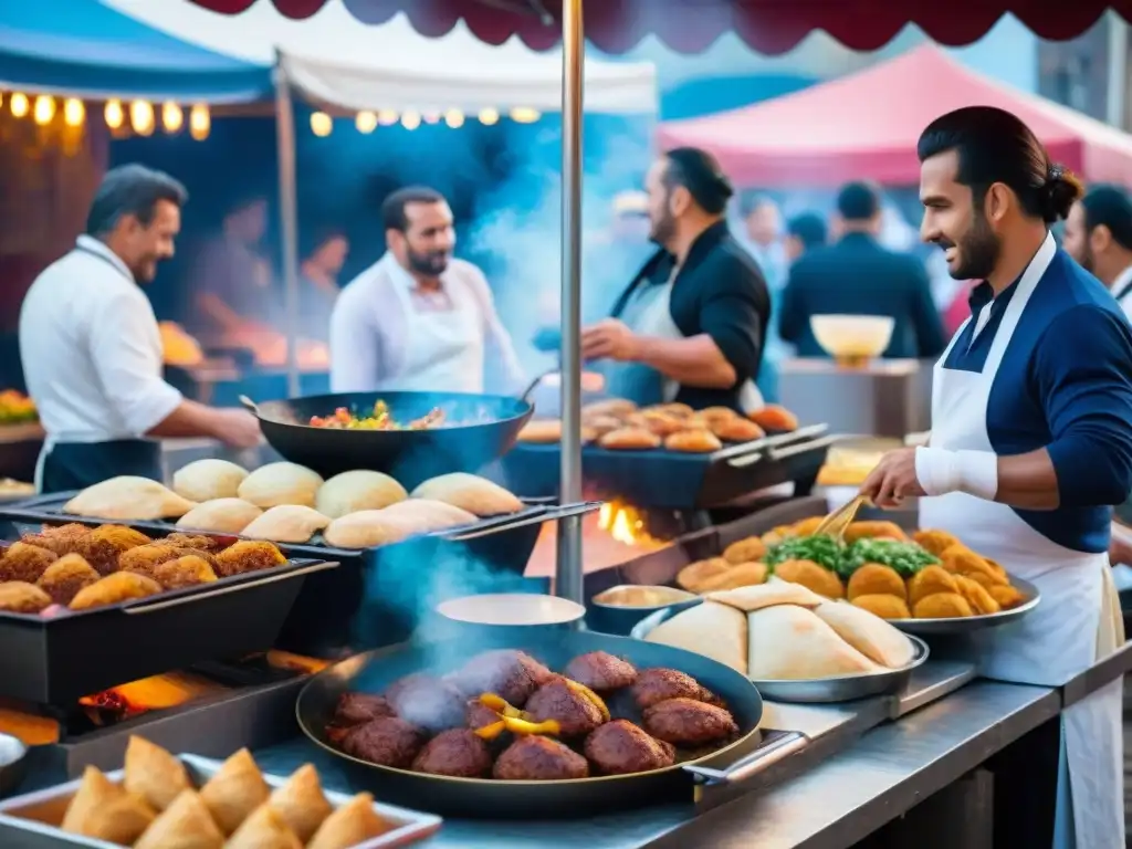 Deléitate con la escena animada de puestos de comida en el Carnaval de Uruguay