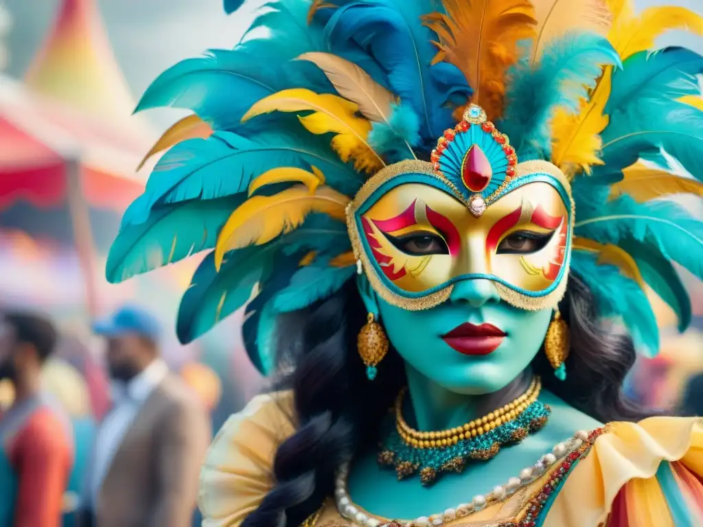 Evocadora pintura acuarela de la evolución de colores en el Carnaval