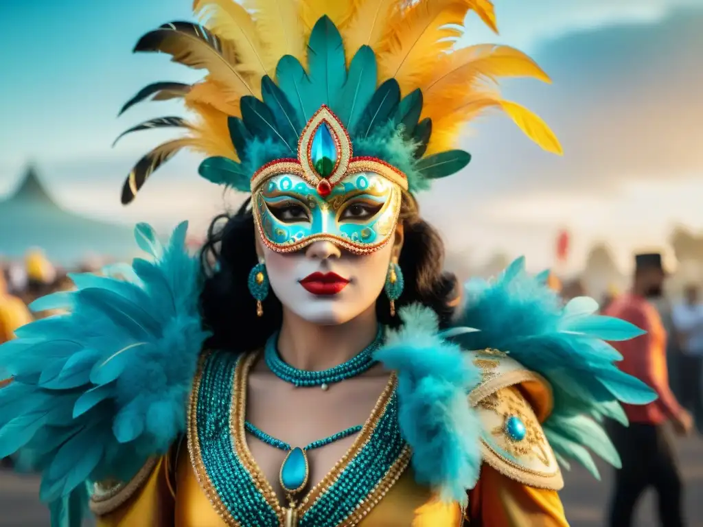 Evocadora ilustración de la evolución de trajes de Carnaval en Uruguay