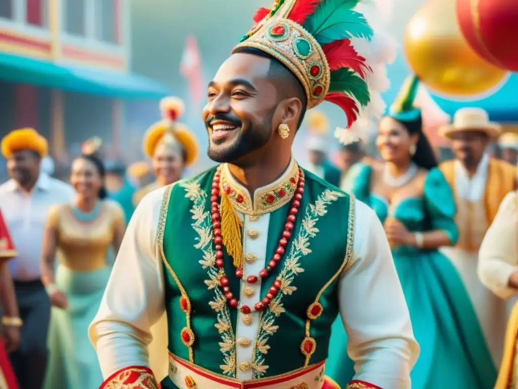 Familias en Carnaval: escena colorida de tradición familiar en el Carnaval con baile y disfraces festivos