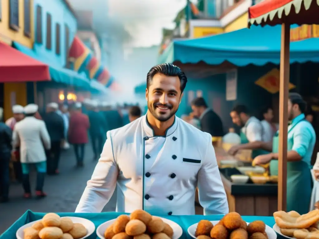 Festiva gastronomía carnavalesca en las calles de Uruguay