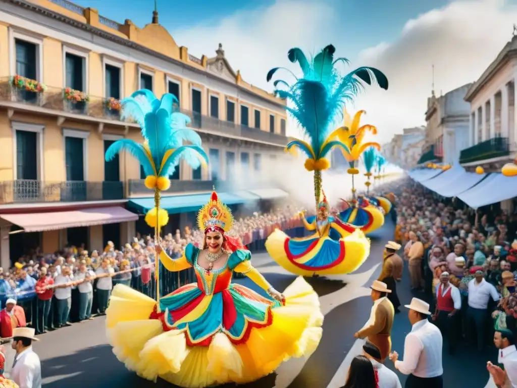 Festival colorido del Carnaval Uruguayo con impacto económico del Carnaval Uruguayo