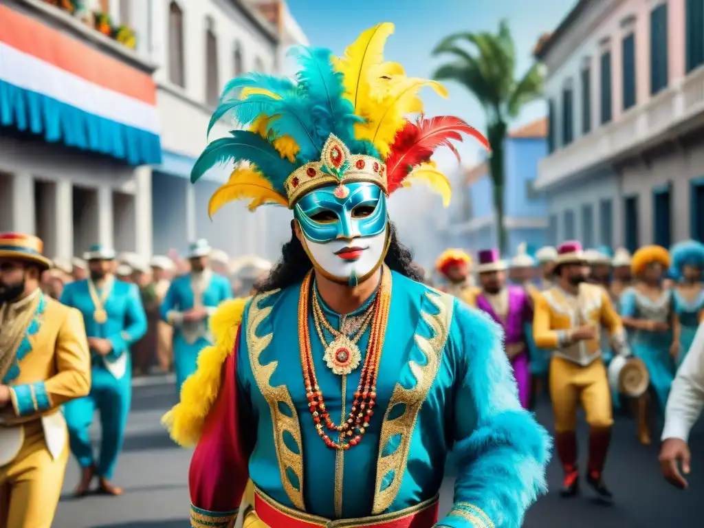 Festivo Carnaval en Uruguay: desfile colorido con impacto social, música tradicional y espectadores animados