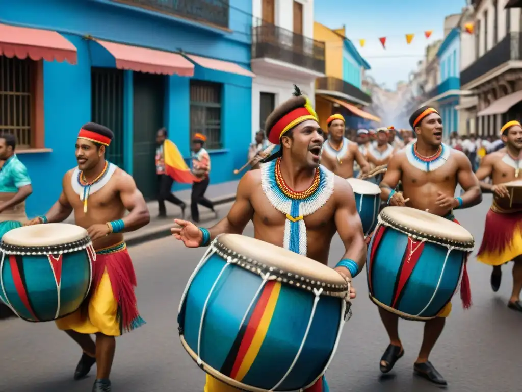 Preparación física para Candombe: Tamborileros vibrantes en un dinámico carnaval de Uruguay