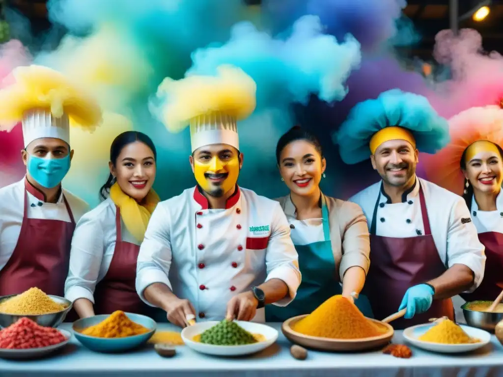 Un grupo de chefs innovadores fusionando sabores en el Carnaval Uruguayo