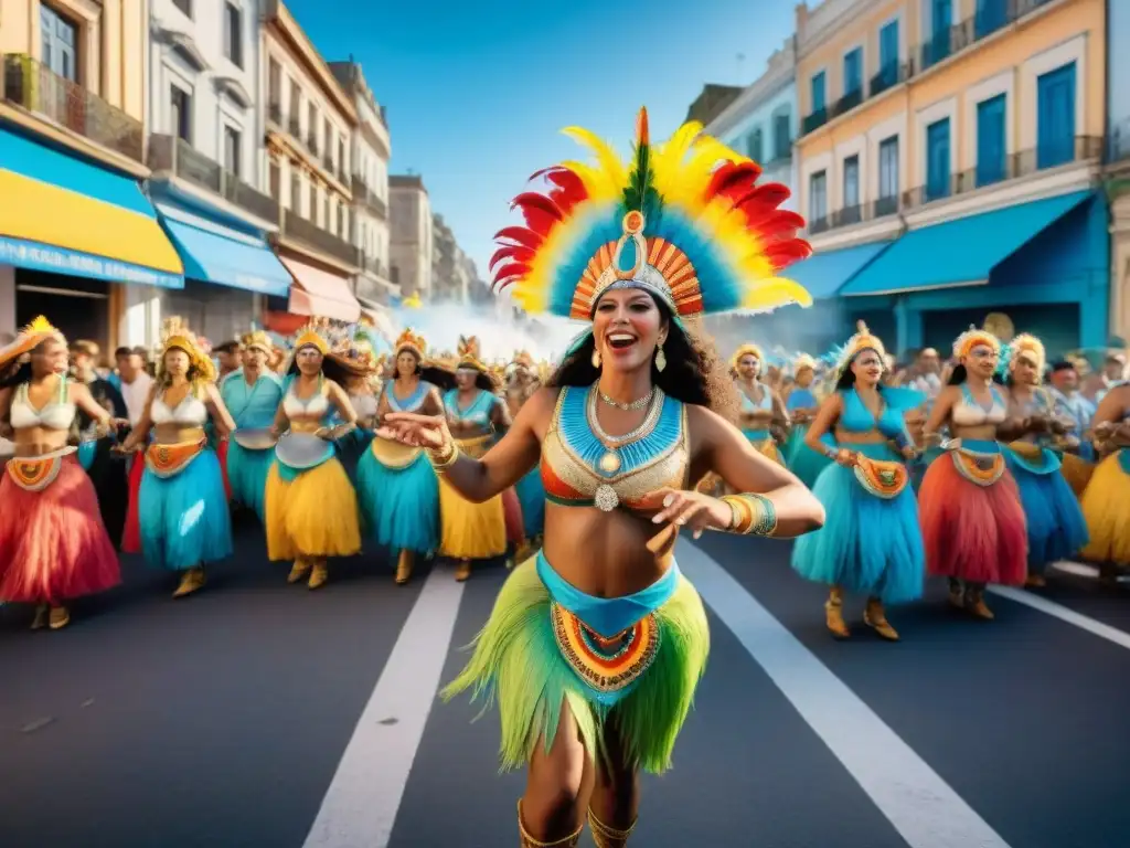 Grupos de Carnaval Uruguayo reconocidos internacionalmente desfilan en vibrante celebración en Montevideo