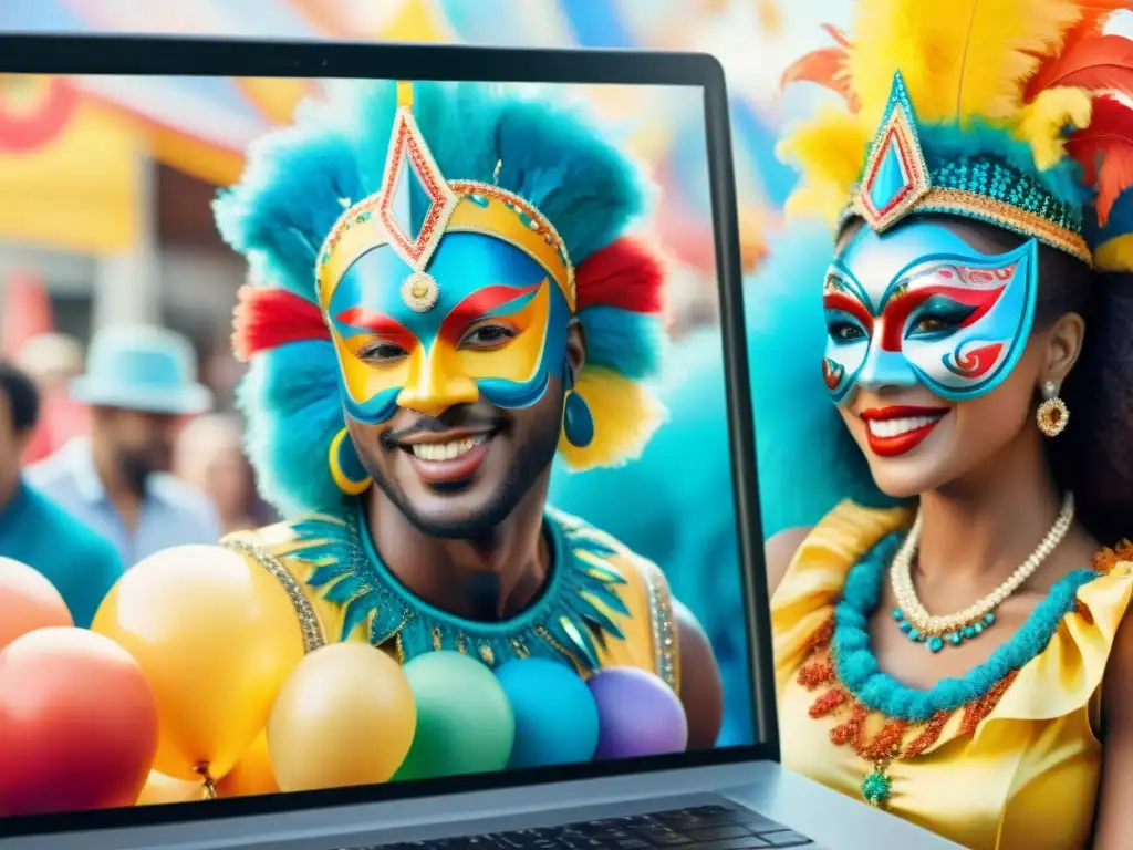 Una ilustración colorida muestra a personas en trajes de Carnaval, interactuando en Reddit