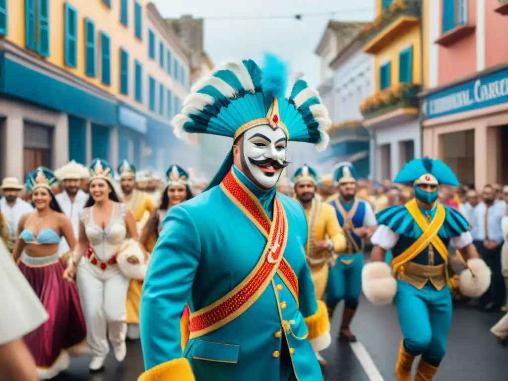 Impacto económico del Carnaval Uruguayo: Desfile colorido con carrozas y danzas en las calles de Uruguay