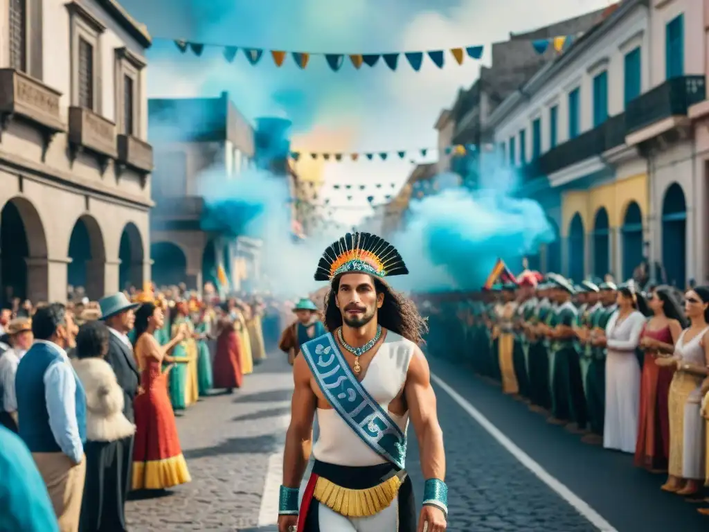 Impresionante ilustración acuarela del Carnaval Uruguayo, vital evento de la economía creativa