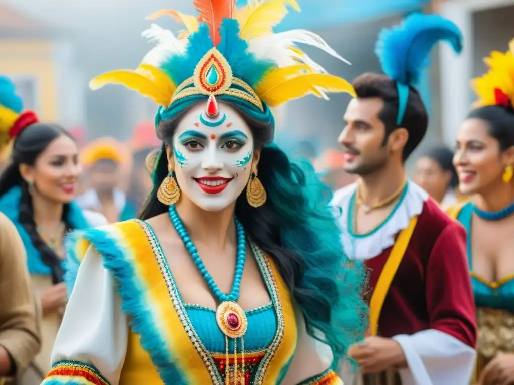 Jóvenes estudiantes disfrutan de una divertida clase sobre el Carnaval Uruguayo, en un alegre taller de formación emprendedores culturales