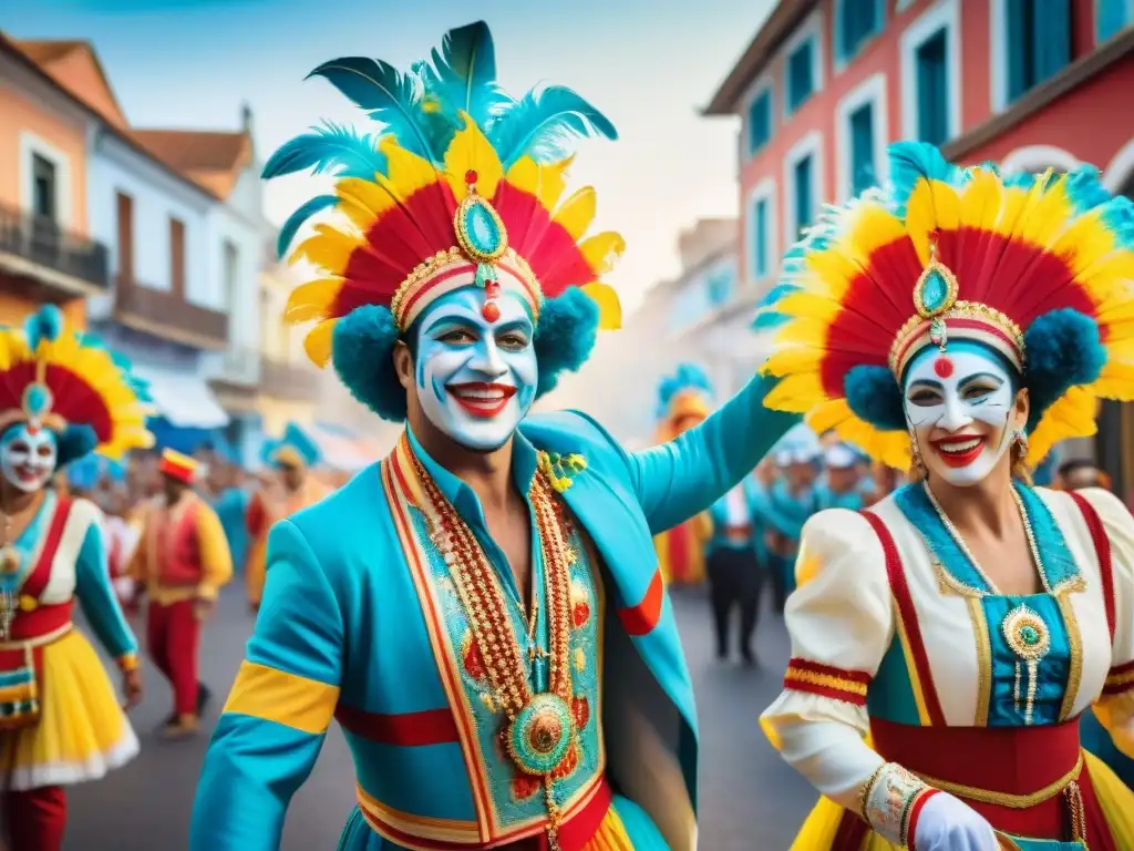 Jóvenes artistas en el Carnaval de Uruguay Jóvenes talentos en vibrante Carnaval Uruguayo, celebrando con música y color en las calles