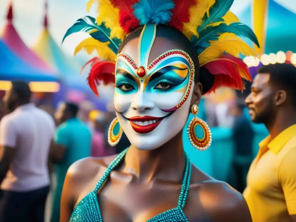 La magia de los maquilladores destacados del Carnaval Uruguayo transformando rostros con diseños vibrantes y detallados en medio de la celebración