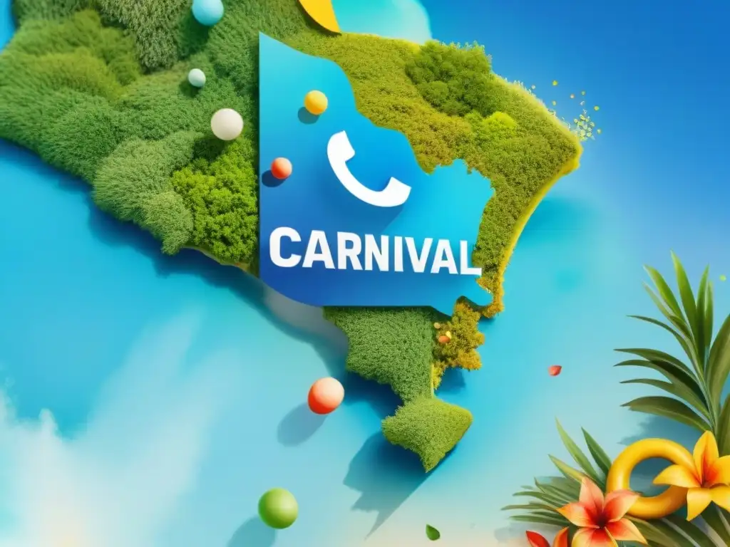 Mapa dinámico de Uruguay con redes sociales y elementos de carnaval