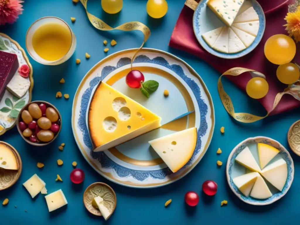 Una mesa festiva de Carnaval Uruguayo con colorida comida de Carnaval Uruguayo y decoraciones alegres