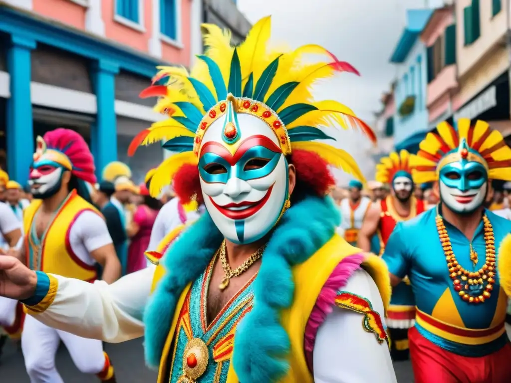 Capturando momentos mágicos del Carnaval en Uruguay: desfile colorido y festivo en las calles