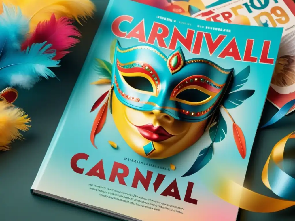 Portada de revista Carnaval Uruguayo con diseño festivo y único, exudando alegría y celebración