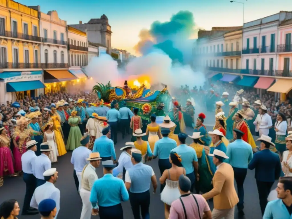 Celebra la resiliencia del Carnaval Uruguayo con un vibrante desfile lleno de color y alegría en las calles históricas