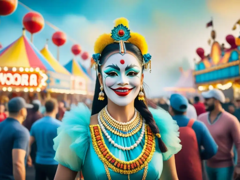 Deslumbrante carnaval lleno de color y alegría Retiros de bienestar durante Carnaval: una animada escena de carnaval con carrozas coloridas, bailarines energéticos y espectadores alegres