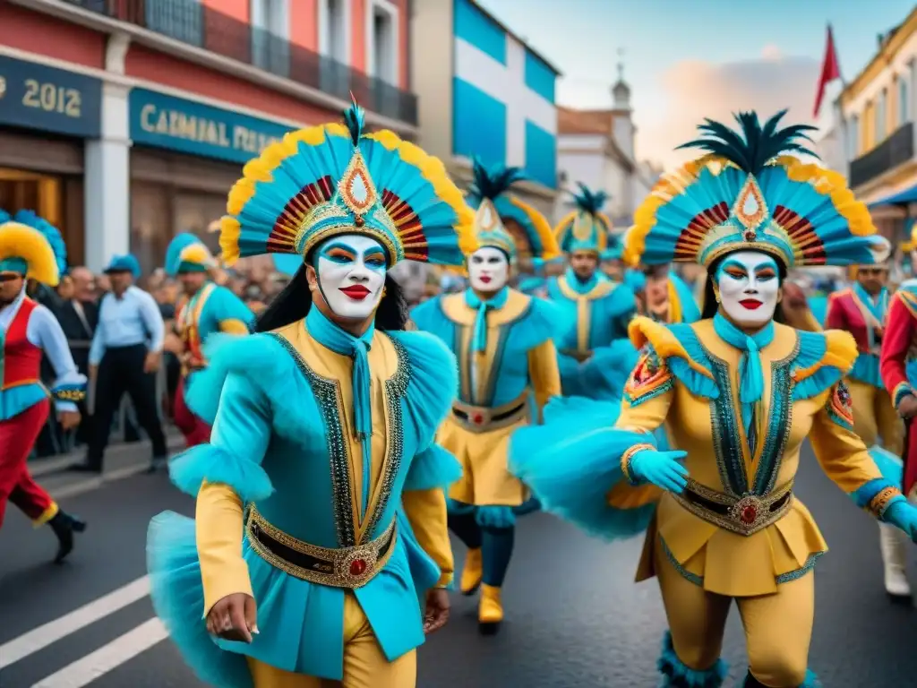 Revistas Carnaval Uruguayo colección valiosas: vibrante desfile de carnaval en Uruguay con trajes elaborados y música animada