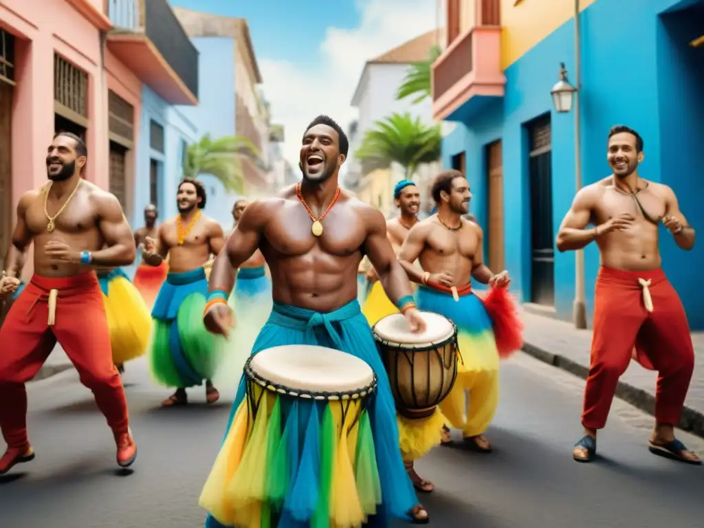 Vibrante acuarela de talleres de candombe en Uruguay: diversidad, alegría y color en las calles de Montevideo