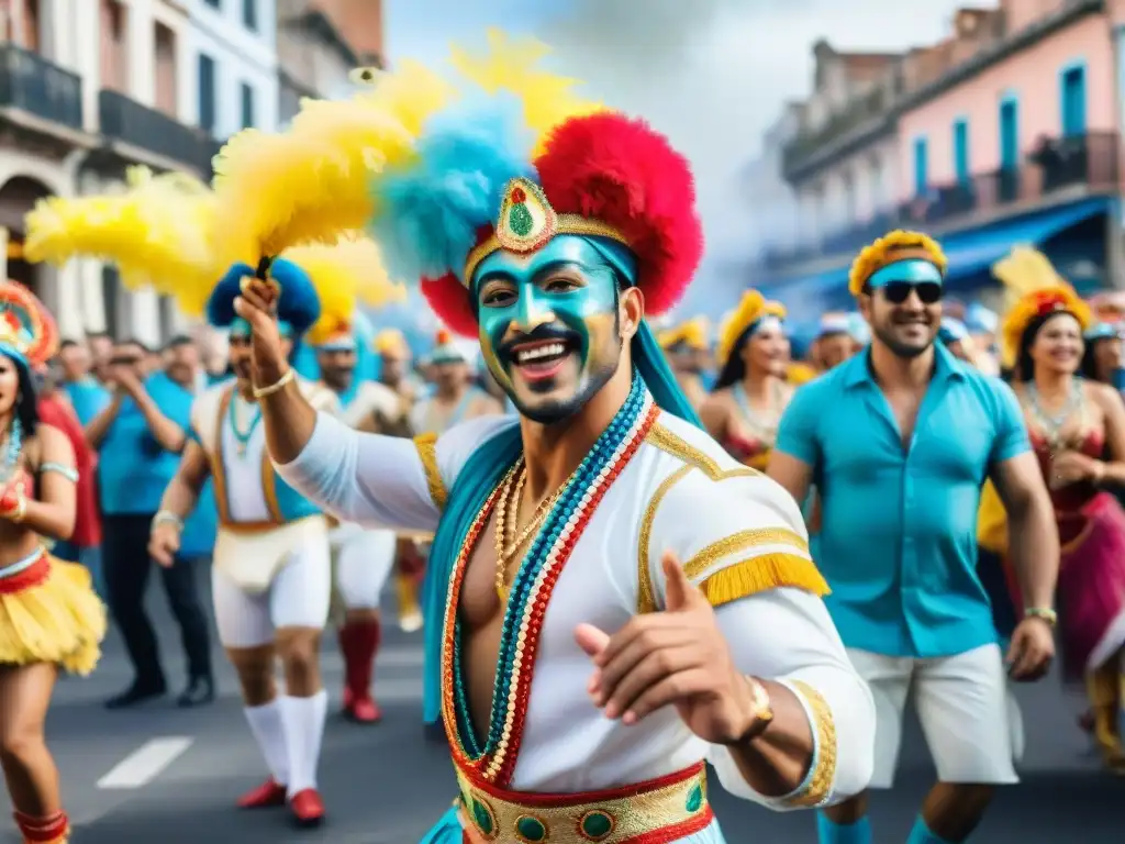 Vibrante Carnaval en Uruguay: danzarines, carrozas y espectadores, transmiten la energía festiva