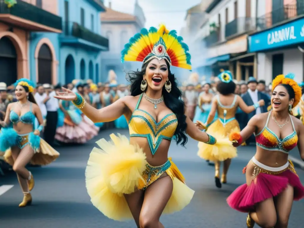 Vibrante Carnaval en Uruguay: desfile colorido, música tradicional y alegría en las calles