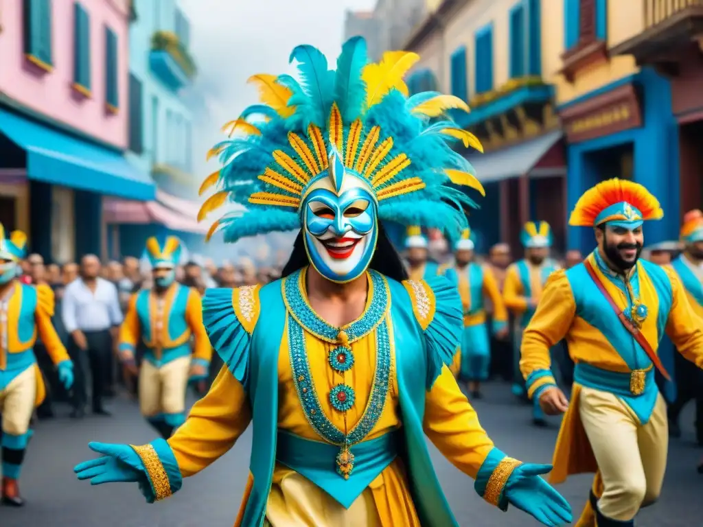 Vibrante Carnaval en Uruguay: coloridos trajes, máscaras euforia de la fiesta