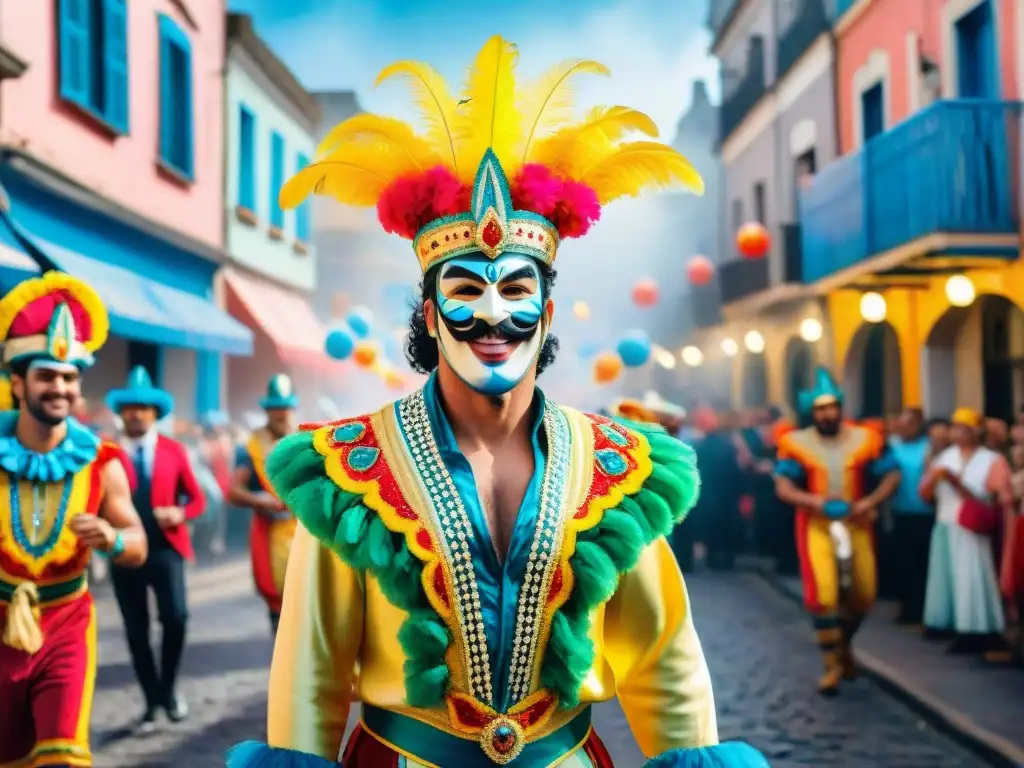 Vibrante Carnaval en Uruguay: coloridos trajes y danzas en la calle