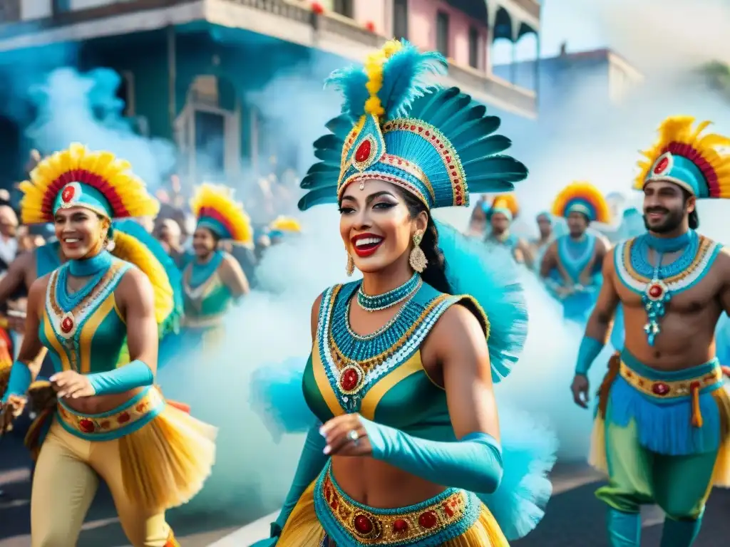 Vibrante Carnaval en Uruguay: coloridos trajes, baile y música tradicional