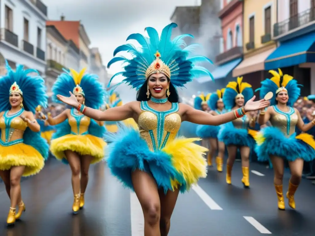 Vibrante Carnaval en Uruguay con comparsas enérgicas y coloridas