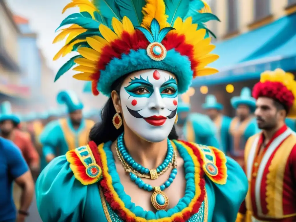 Vibrante Carnaval en Uruguay: revolución creativa en el desfile con coloridos trajes y música tradicional