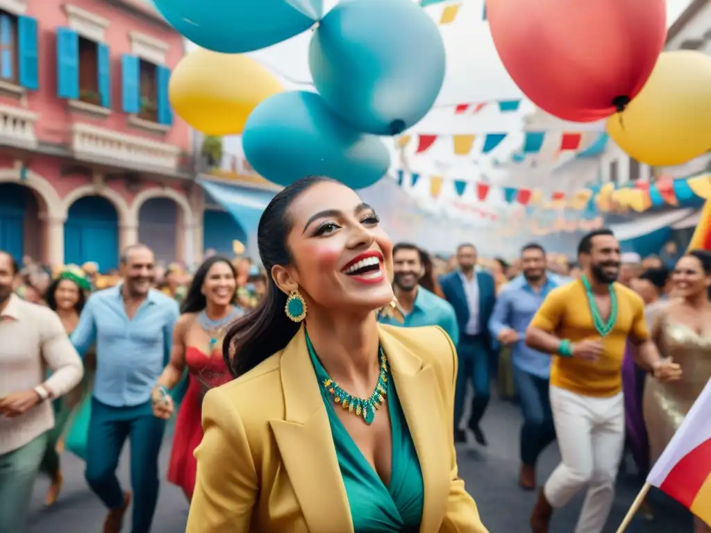 Celebración vibrante de Carnaval uniendo culturas a través del baile y la diversidad de vestimentas en Uruguay