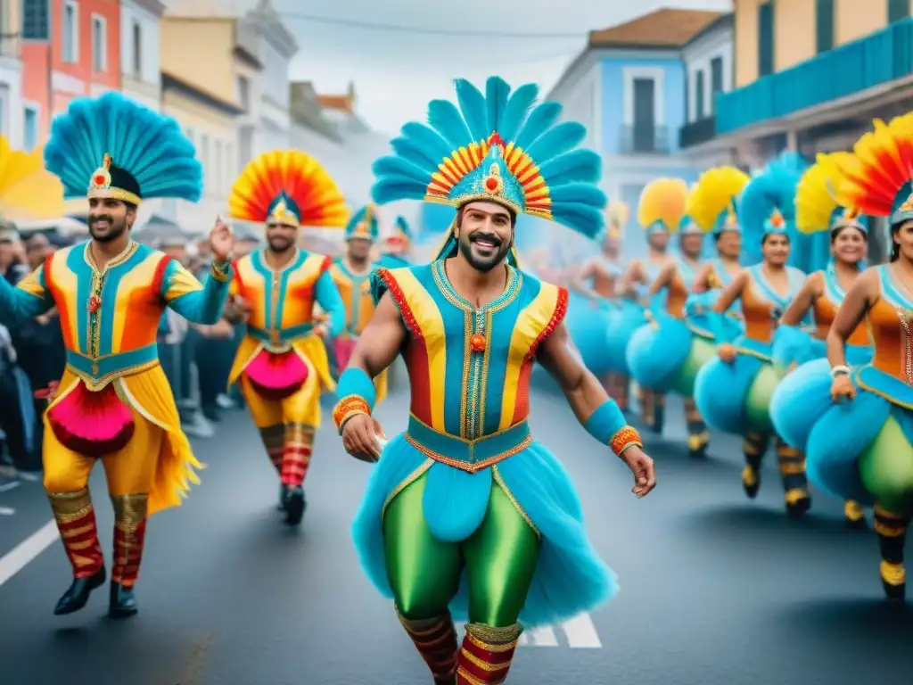 Vibrante Carnaval en Uruguay con desfiles y bailarines alegres