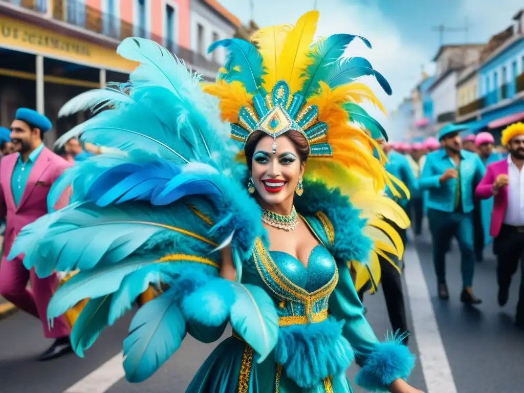 Vibrante Carnaval en Uruguay con floats y disfraces coloridos