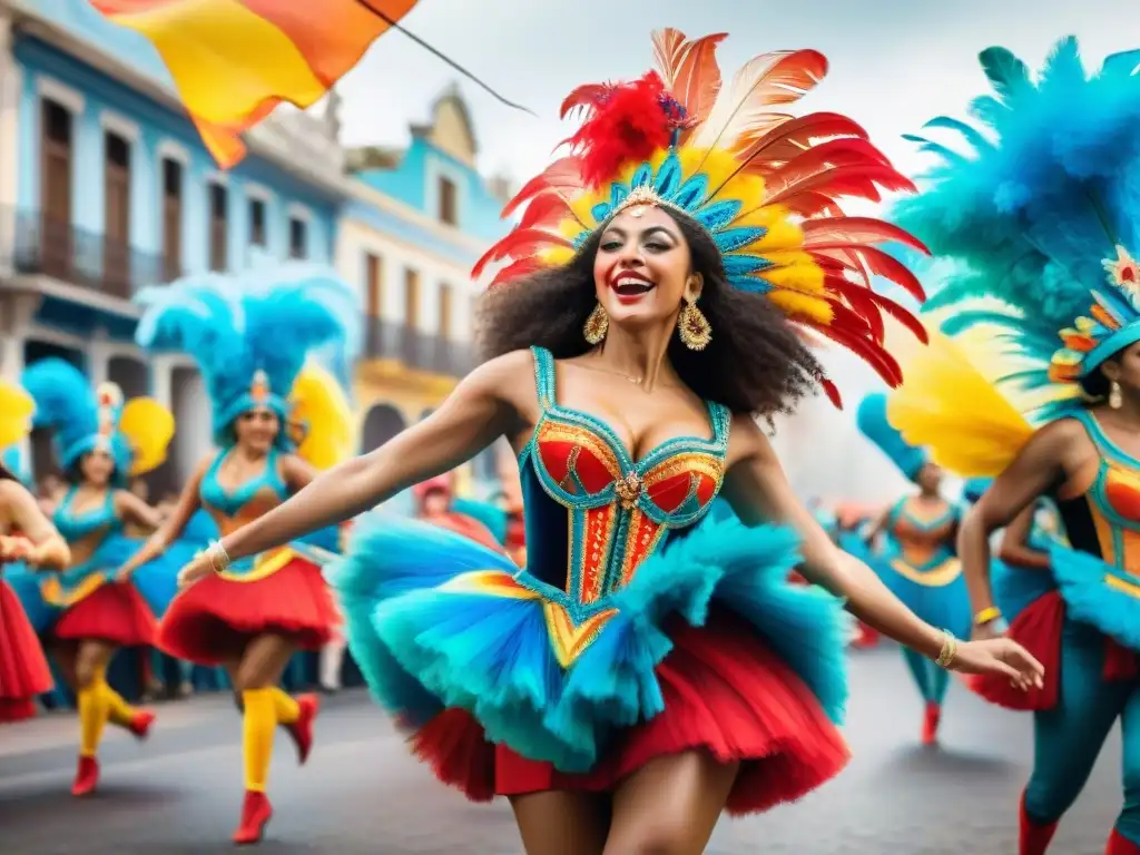 Un vibrante Carnaval en Uruguay con técnicas avanzadas de danza, colores y energía desbordante