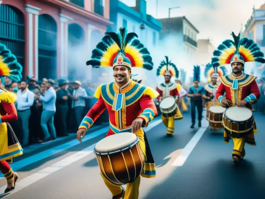 Un vibrante Carnaval en Uruguay: trajes elaborados, tambores tradicionales y bailarines alegres al ritmo del candombe