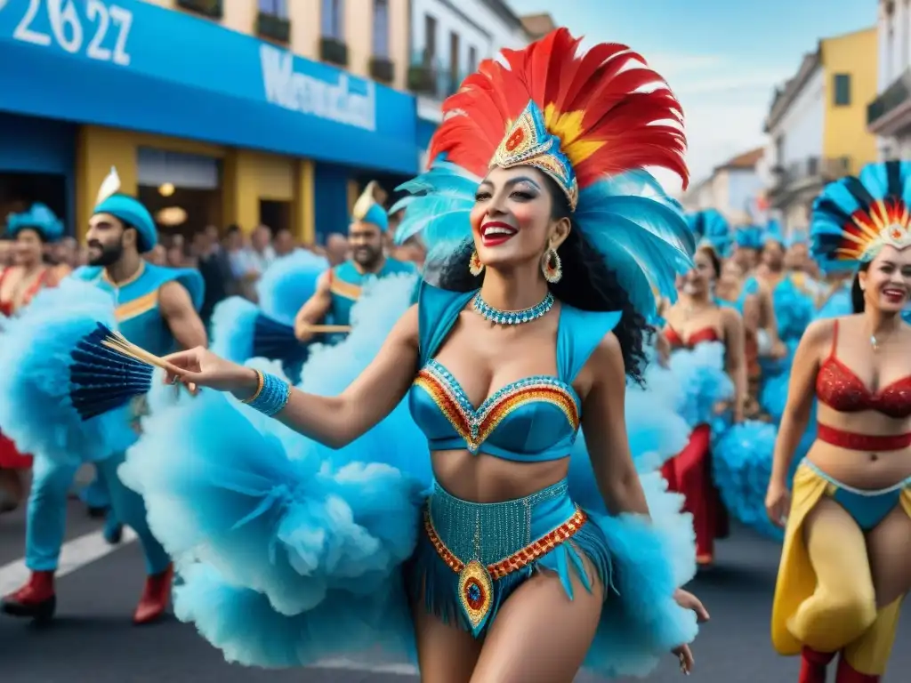 Vibrante Carnaval Uruguayo: desfile colorido y alegre, expresión artística y celebración comunitaria