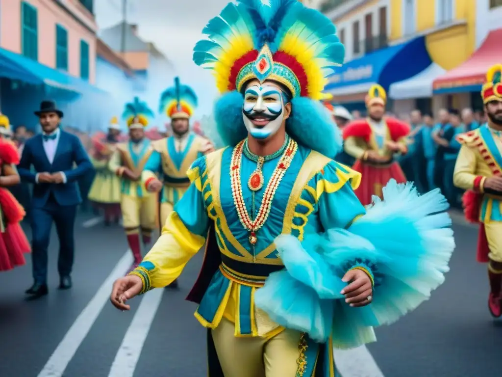 Vibrante Carnaval Uruguayo: Desfile colorido y festivo con riqueza cultural y alegría