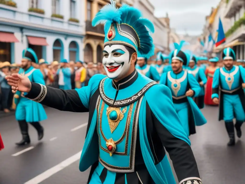 Vibrante Carnaval Uruguayo: desfile colorido y alegre con 'Contrastes en el Carnaval Uruguayo'