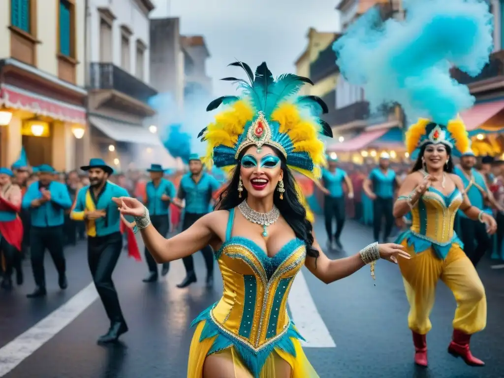 Vibrante Carnaval Uruguayo digitalizado con coloridas danzas y música tradicional