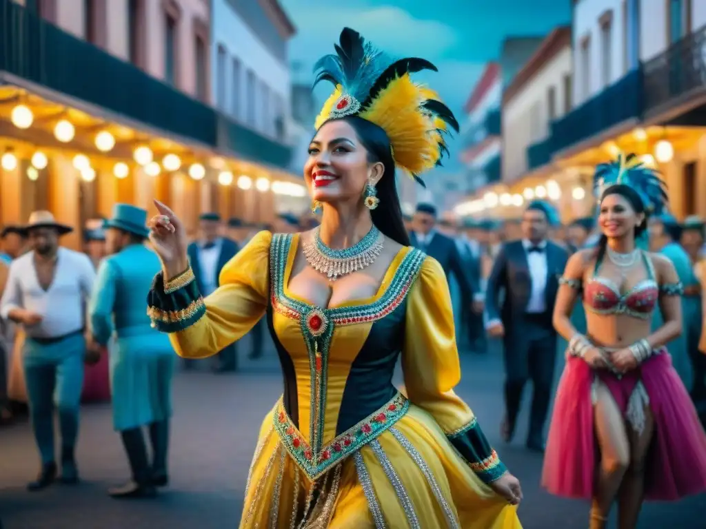 Un vibrante Carnaval Uruguayo con ediciones especiales: coloridos trajes, música alegre y festiva atmósfera callejera