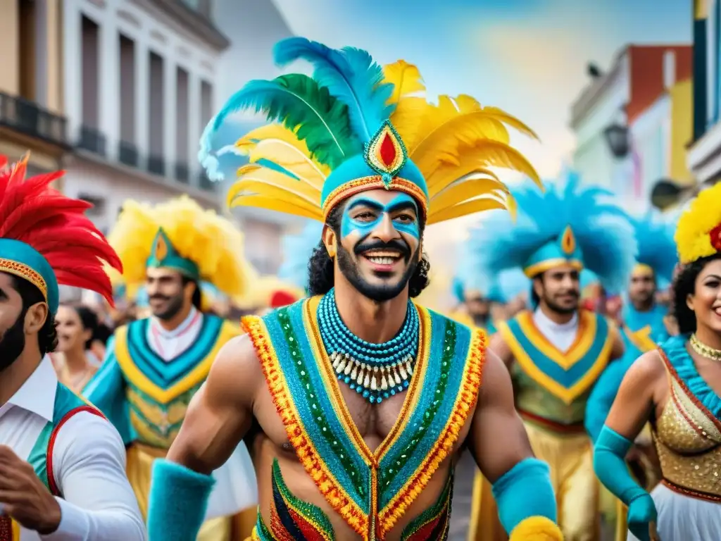 Vibrante Carnaval Uruguayo: Impacto social con comparsas y escuelas de samba coloridas y alegres