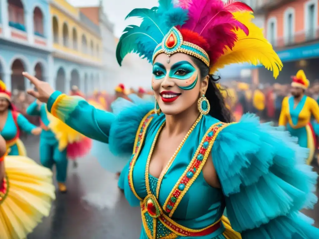 Vibrante Carnaval Uruguayo con innovación y juventud, desfile colorido y alegre