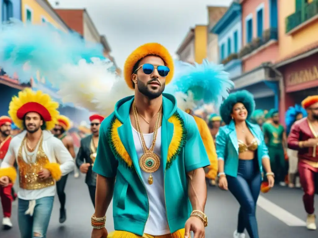 Vibrante Carnaval Uruguayo fusiona trajes tradicionales con influencia del streetwear en colorida escena callejera