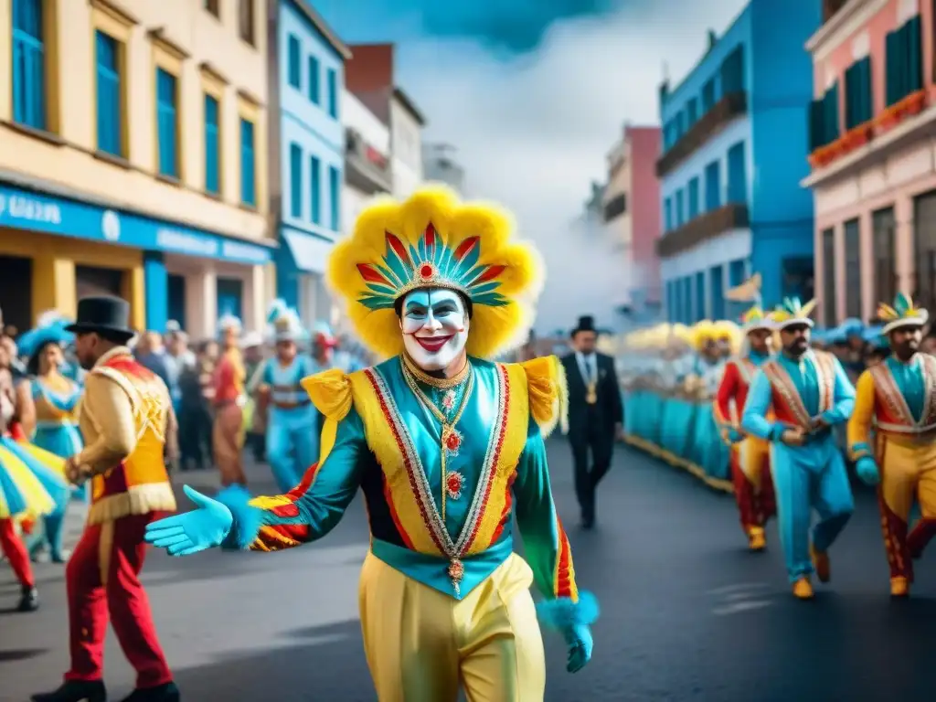 Una vibrante celebración de carnaval en Uruguay con ingeniosas parodias y coloridos disfraces