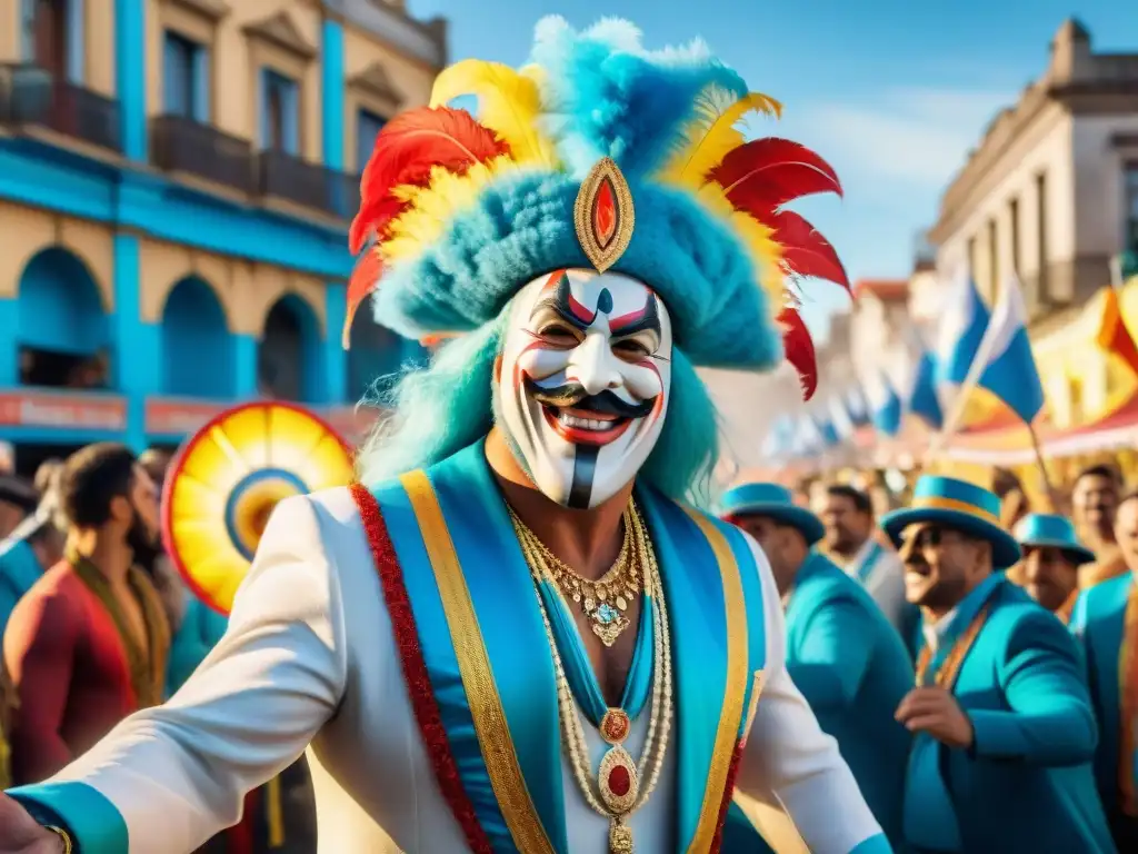 Una vibrante y colorida procesión de Carnaval en Uruguay, con murgas y desfiles de carrozas